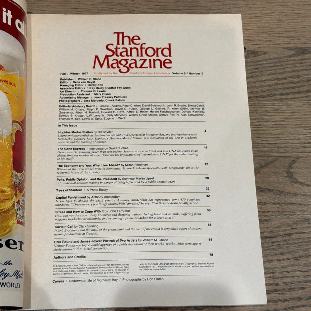 The Stanford Magazine Fall/Winter 1977 Milton Friedman Gene research DNA